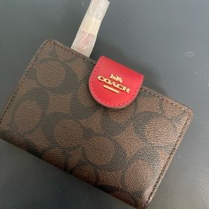 Coach Wallet Signature Canvas Brown and 1941 Red